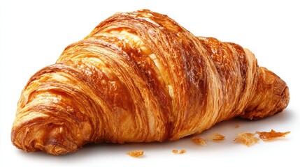 Golden Brown Croissant On White Background