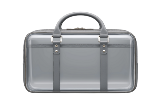 Transparent Briefcase with Gray Leather Accents clear isolated on a transparent background