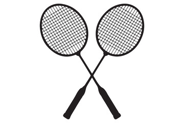 Badminton racket and tennis racket silhouettes sports equipment outline vector illustration
