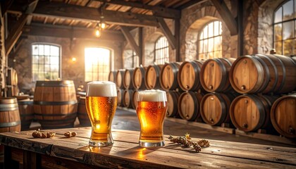 Rustic brewery beer cellar