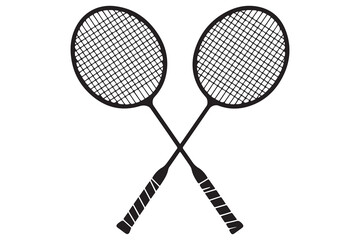Badminton racket and tennis racket silhouettes sports equipment outline vector illustration
