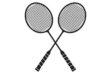 Badminton racket and tennis racket silhouettes sports equipment outline vector illustration
