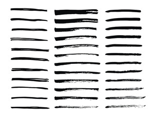 Collection colorful bold curved lines with loops isolated on white. Hand drawn bold grunge wavy and swirled brush strokes. Simple childish vector scribbles and squiggles. Creative trendy style design