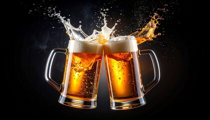 Two beers clinking delight