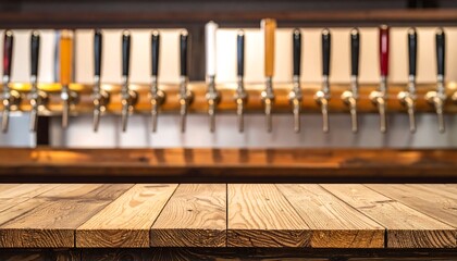 Wooden bar counter, blur tap