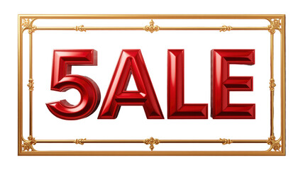 50% Off Sale Banner Red 3D Text in Gold Frame