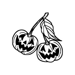 Halloween cherry pumpkin drawing