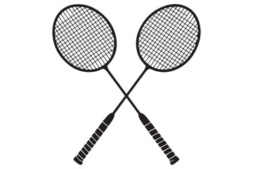 Badminton racket and tennis racket silhouettes sports equipment outline vector illustration
