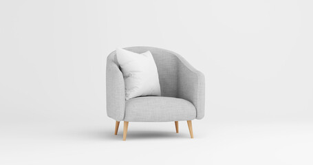 Stylish rounded armchair with soft cushion
