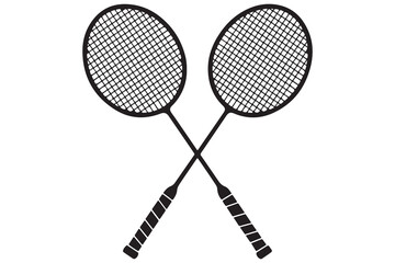 Badminton racket and tennis racket silhouettes sports equipment outline vector illustration
