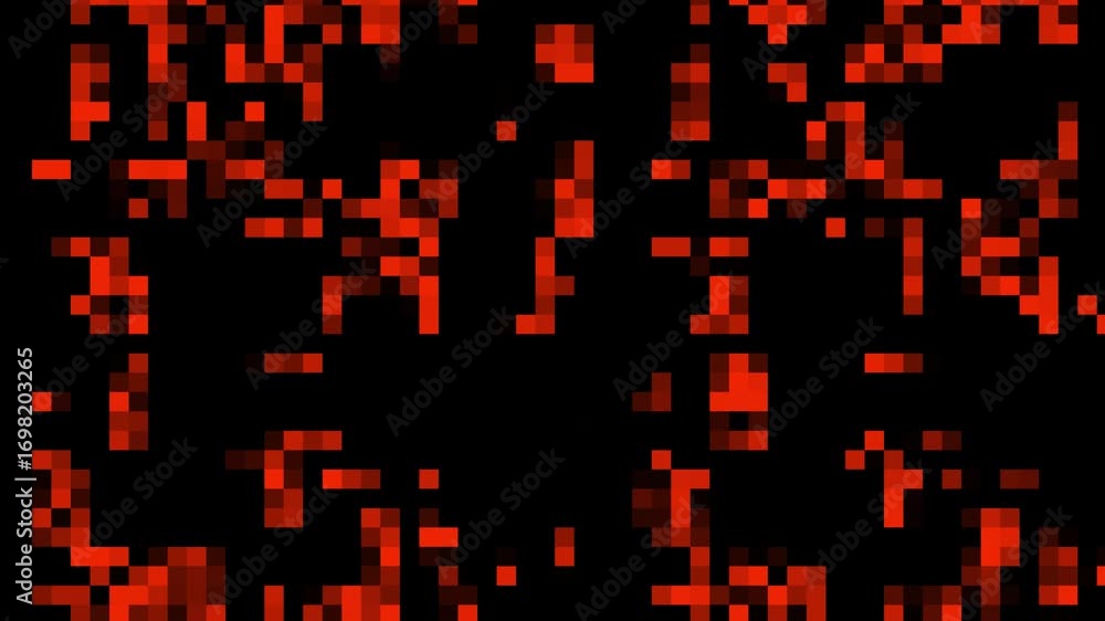 Poster pixel grid pulse abstract red data matrix loop animation