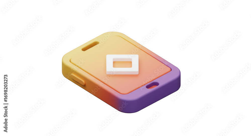 Fototapete 3d render of a smartphone with play button icon isolated on transparent background