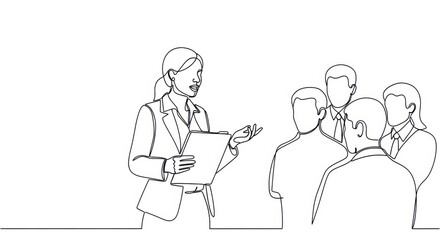 Businesswoman giving presentation to colleagues.