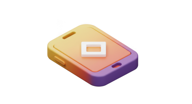 3d render of a smartphone with play button icon isolated on transparent background
