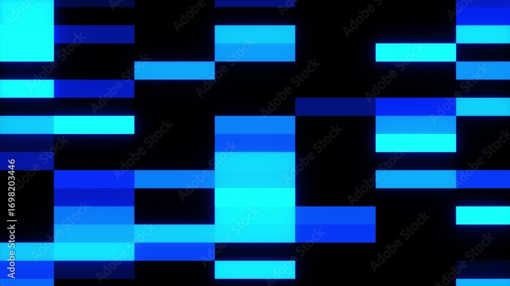 Poster digital grid flow abstract blue and cyan block animation loop