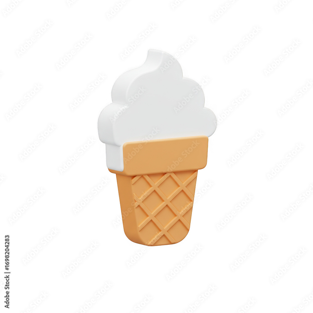 Poster 3d render of ice cream cone isolated on transparent background