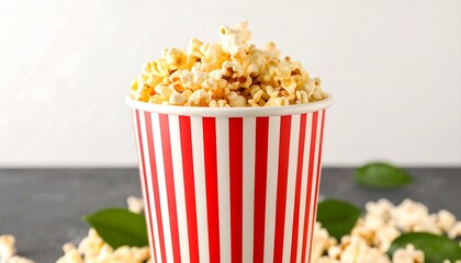 Popcorn in red striped container