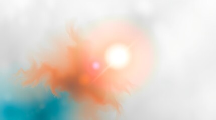 Cosmic Light Flare in Abstract Mist &ndash; Surreal Blend of Orange and Blue in Ethereal Atmosphere
