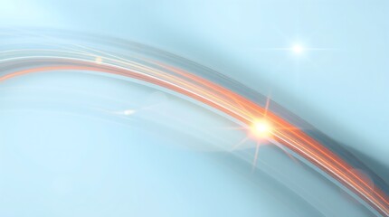 Abstract Lightwave Design &ndash; Curved Lines and Glowing Orbs on Futuristic Blue Background