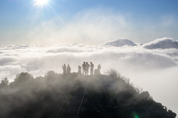 View in the clouds on Pico Ruivo mountain on the island of Madeira