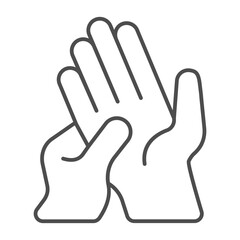 Massage of skin palm, two hands thin line icon, spa massage concept. Vector graphics. Massaging art for human hand, therapy sign on white background, outline style icon for mobile or web design.