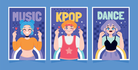 Flat Modern Visuals for Fandom and Kpop Culture Vertical Cards