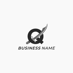 design logo creative sword and letter Q