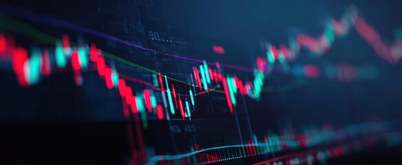 The Stock Market Candlestick Chart Showing Volatile Price Movements on Digital Display