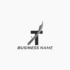design logo creative letter T and sword