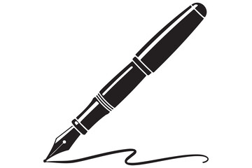 Black pen silhouette icon isolated on white background for office, writing, or education concept vector illustration