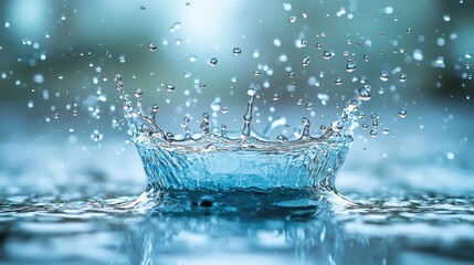Water drop splash crown, nature background, purity, advertisement