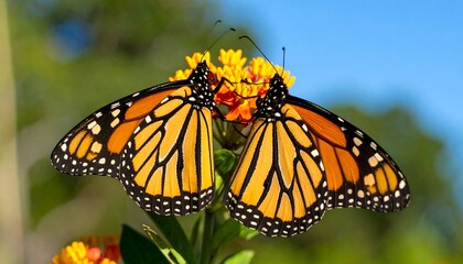 Two monarch butterflies on a flower (1)