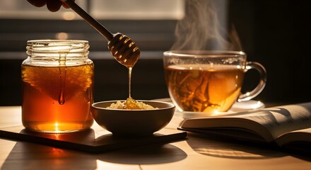 A Relaxing Evening Ritual with Herbal Tea and Honey
