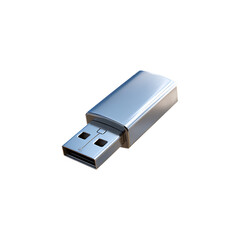 A silver USB drive on transparent background PNG
