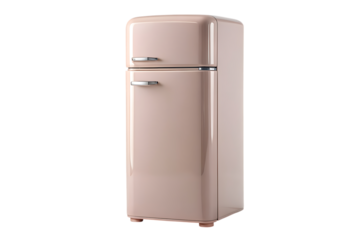 Retro Style Refrigerator in Light Pink Color Isolated Product Shot Nostalgic Appliance Vintage Design Clean and Modern Look on transparent