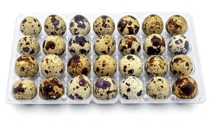 Fototapeta premium Quail eggs in a plastic tray