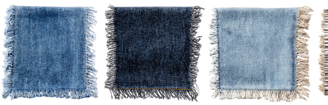 Four shades of denim, fringed