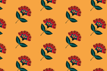 Seamless pattern with flowers in Mexican folk art style. Floral background for Mexican holidays. Vector illustration.
