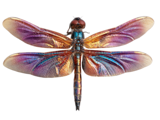 Close-up of a vibrant dragonfly, iridescent wings