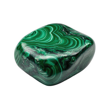 Polished malachite gemstone,  rich green hues