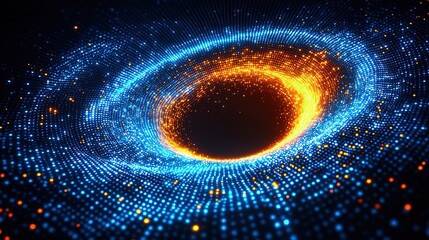 Fototapeta premium Digital Particle Vortex in Blue and Orange for Tech and Sci - Fi Backgrounds 