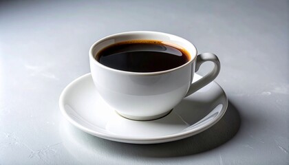 シンプルな白いカップに入ったブラックコーヒー、シンプルに仕上げる Generated by AI	