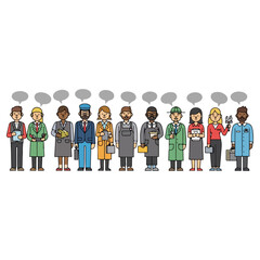 Diverse Professions - A Cartoon Illustration of Various Occupations.