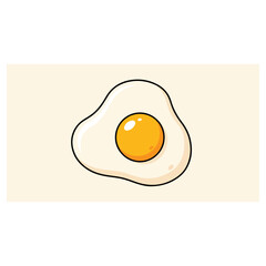 Cartoon Fried Egg Illustration on Cream Background.
