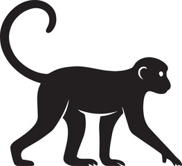 Walking Monkey Silhouette High-Contrast Wildlife Art Print-Ready Design