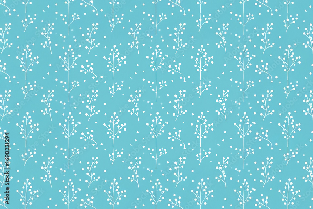 Poster a delightful seamless pattern featuring delicate white branch-like figures with berry clusters, inte