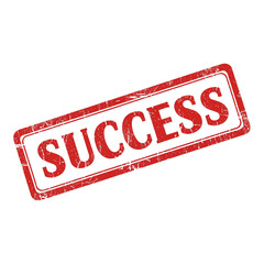 Red success stamp label isolated on transparent background symbolizing achievement, approval, and completion in business, marketing, and documentation concepts.
