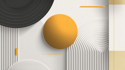 Business growth and innovation concept with a modern abstract design of gold sphere and black disc