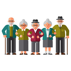 Group of Elderly People Standing Together.