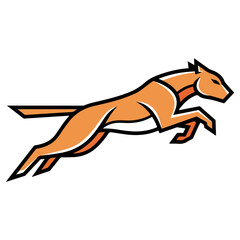 Orange Panther Leaping Forward with Speed and Agility.